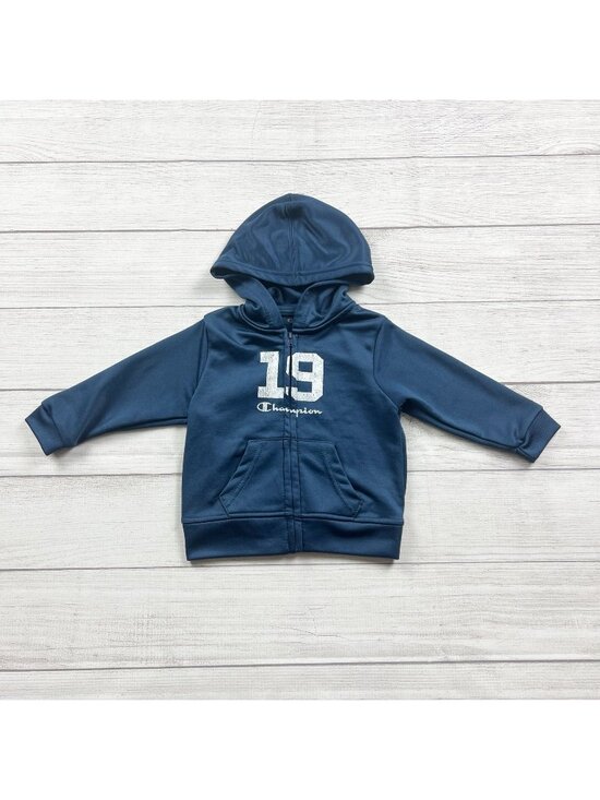 Champion Other - Champion Toddler Navy Blue Full Zip Hoodie Logo Number Graphic 12-18 Months